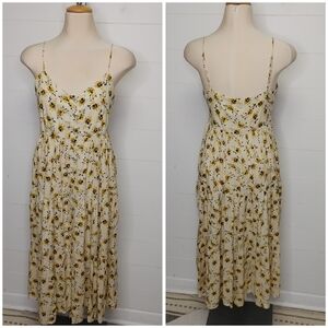 dRA floral print button front midi sun dress size XS